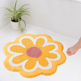Yellow Bath Mat, Runner Rug, Soft Non-Slip Bathroom Mat with High Hygroscopicity, Bath Mats & Bath Rugs, Bath Mat, Shower Mat, Doormat for Kitchen, Living Room, Toilet, 25.6 x 25.6 Inches (Yellow)
