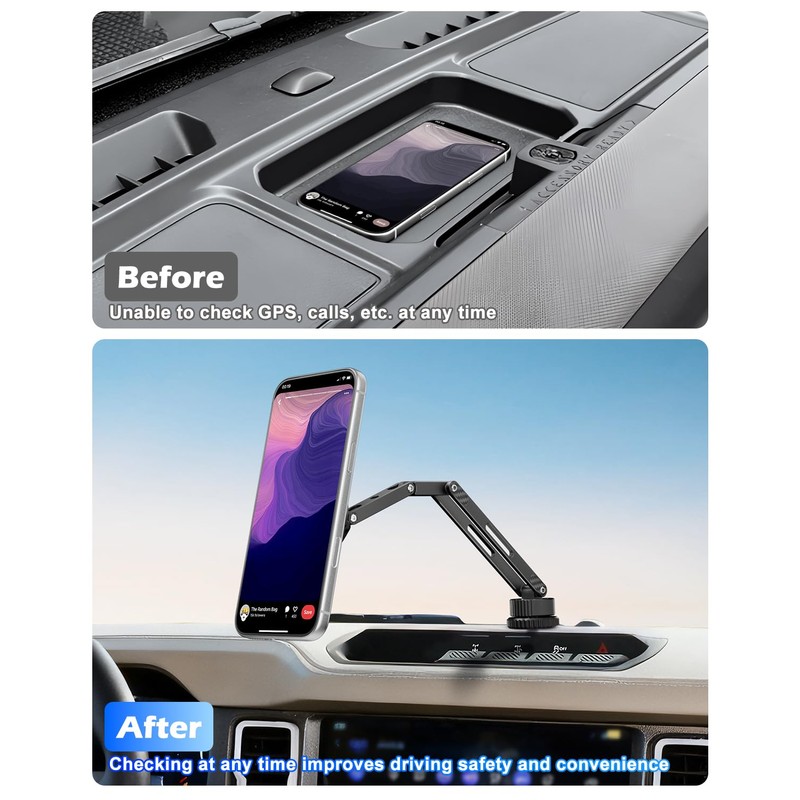 CloudValley Extended Ford Bronco Phone Mount 2021-2026 2/4 Door, Aluminum