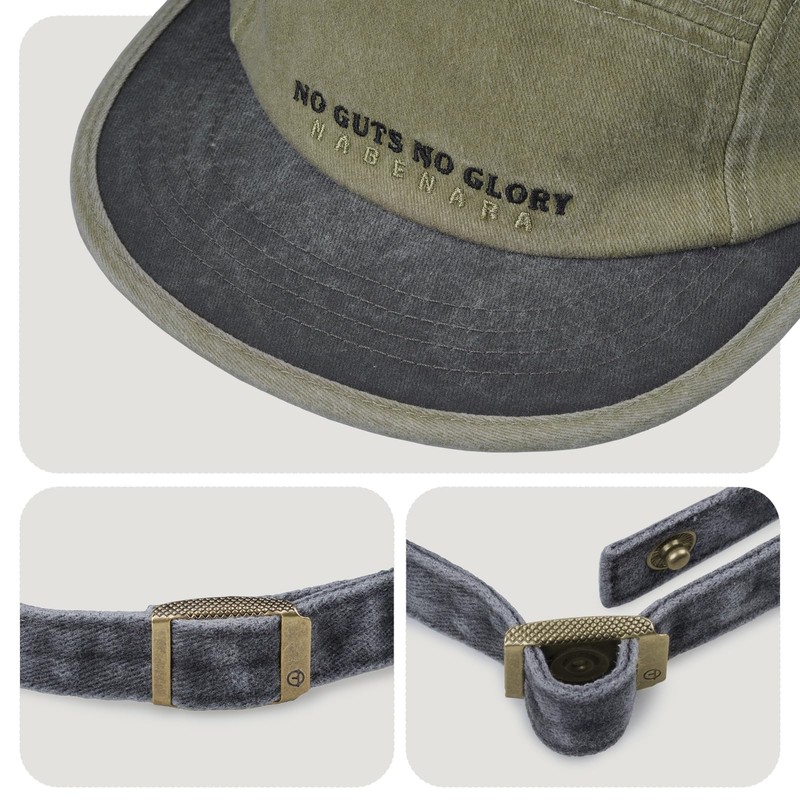CLAPE Unisex Washed 5 Panel Cap Short Brim Baseball Cap