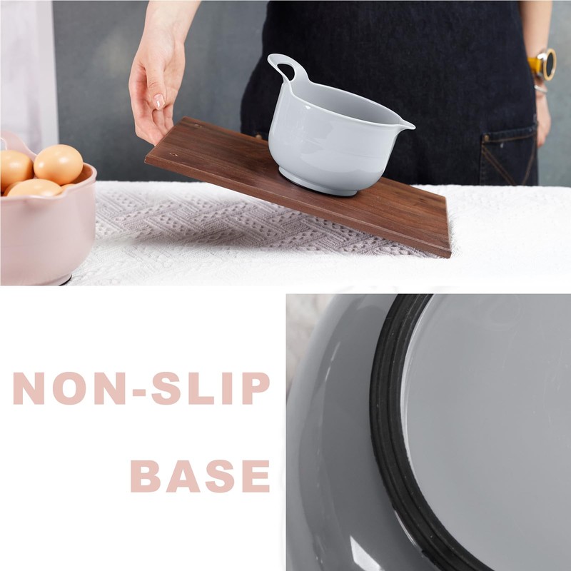 BoxedHome Nesting Plastic Mixing Bowl Set with Pour Spouts and