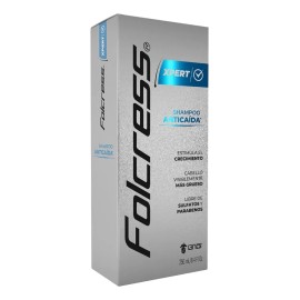 Folcress Xpert Shampoo anticaída hombre - Sin sulfatos ni parabenos, shampoo folcress para caída de cabello, uso diario, cabello visiblemente grueso -