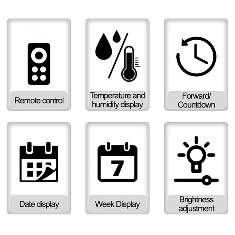 LED Wall Clock Remote Control Auto Dimming 10 Level Brightness