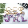 Meefisher Purple-Blue Resin Alphabet Initial Letter Bulk A-Z Keychain Tassel