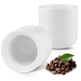 mzQADjyx A set of 2 matte white ceramic espresso cups, thickened cup walls, slanted mouth design, each with a capacity of 3 ounces, hand washable only