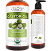 Organic Castor Oil - 16 oz | USDA Certified | Cold Pressed | Enhance Eyelashes and Eyebrows | Velona