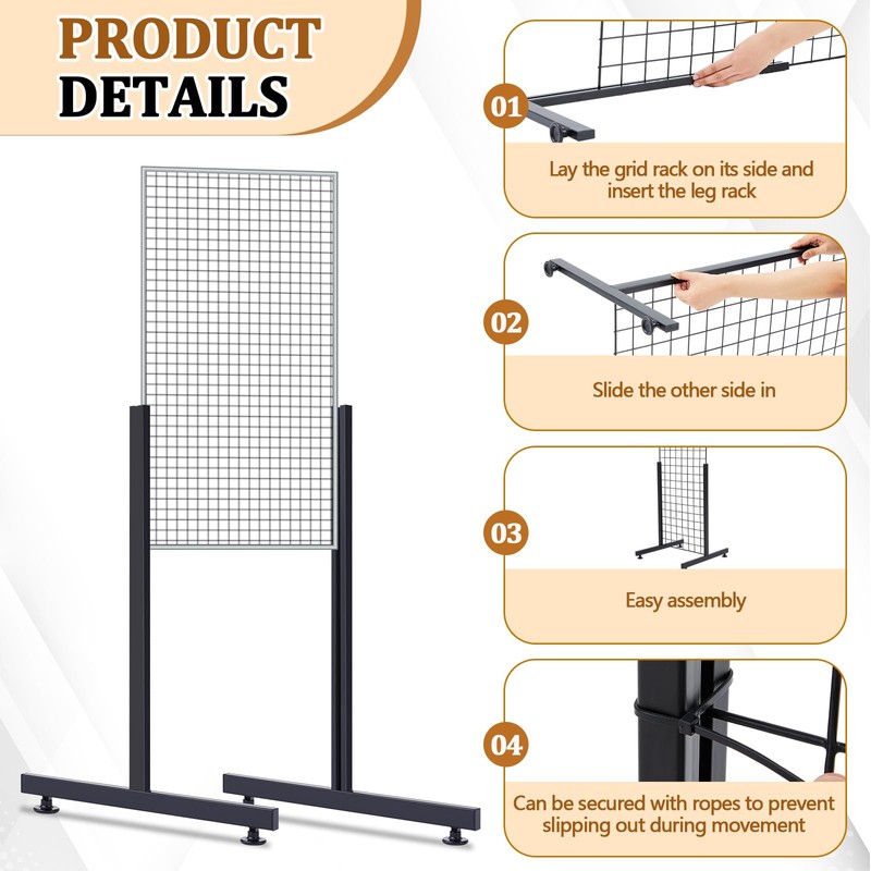 Yaocom Pack of 2 Sets Slide-On Grid Legs T Base