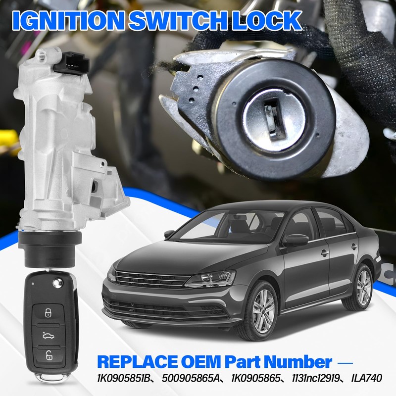 1K0905851B Ignition Switch Lock Cylinder Assembly Fit for 2006-2018 VW