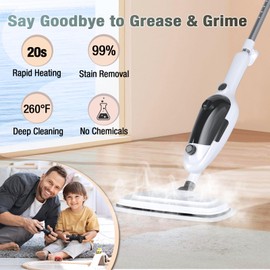 11-in-1 Steam Mop, Powerful Handheld Steam Cleaner for Home with 23FT Cord &15.2 OZ Water Tank, 3 Steam Modes MultiPurpose Steam Mop for Hardwood Floors, Clothes, Tile, Windows, Carpet