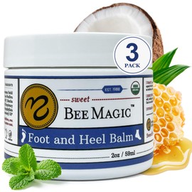 Sweet Bee Naturals Organic All Natural Foot and Heel Balm 3 (3 OZ Jars). For Dry and Cracked Feet Repair. Organic Salve Moisturizer for Heel Care & Callus Treatment. Made in USA. 3 Jars (6 OZ)