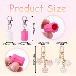 Lyreh Keychain Caps for Summer Fridays, Portable flower Charm Keychains Premuim Lip Balm Caps Suitable for Summer Fridays 0.55-0.7in Lip Balm