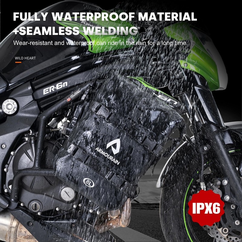ARMOURAIN Motorcycle Rear Rack Bag 8L Bicycle Dry Bags Motorcycle
