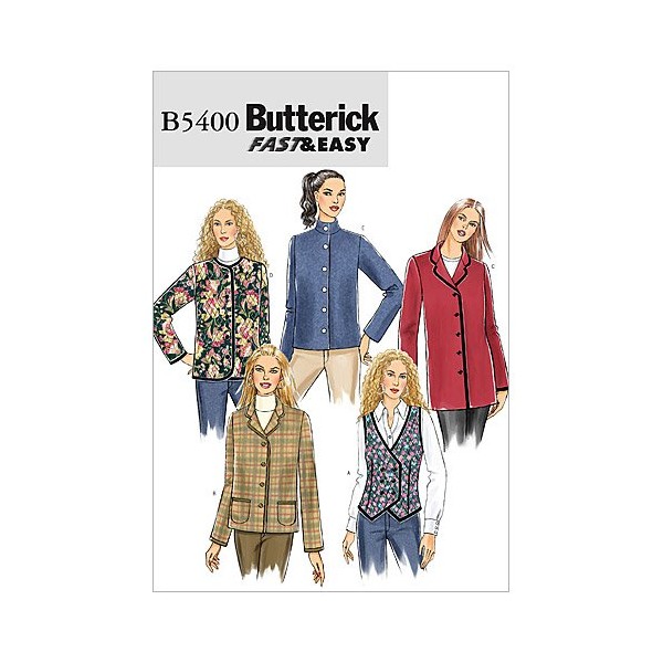 BUTTERICK PATTERNS B5400 Misses' Vest and Jacket, Size BB (8-10-12-14)