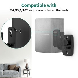 HomeMount HomeMount Speaker Wall Mount Brackets with Screws - Universal Surround Sound Speaker Mounts, Bookshelf Speaker Wall Mount Kit, Supports Up to 8 lbs, 2 Pack, Black