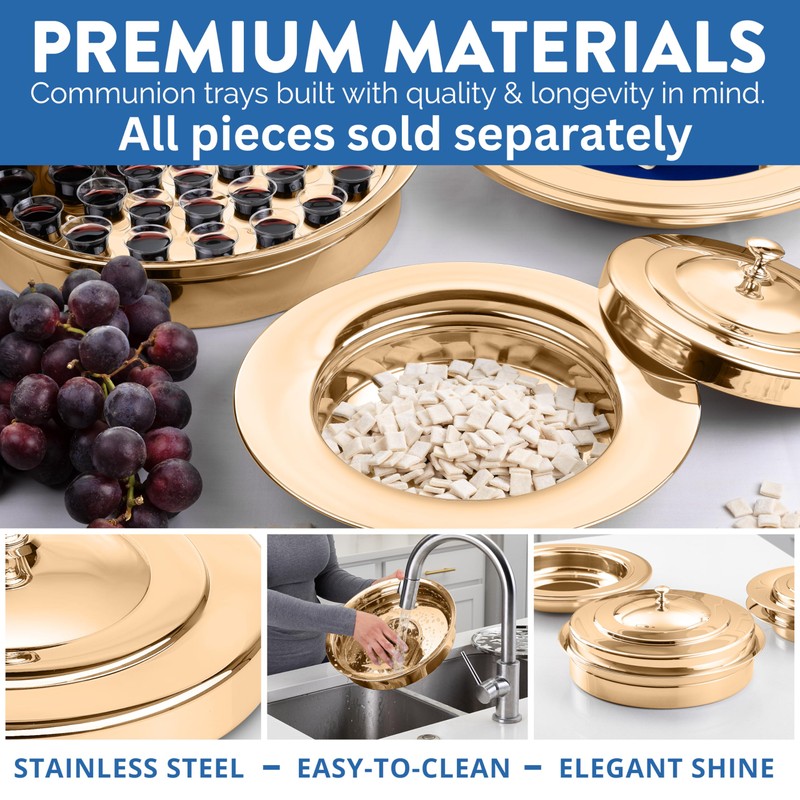 Steadfast Selections - (Bread Tray) Premium Gold Communion Trays for