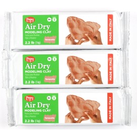 Pepy Premium European Air Dry Modeling Clay Terracotta 3 Pack 2.2 lb Bars, 6.6 lbs Total, Easy to Use Air-Hardening Clay for Classroom and Montessori Sculpting and Crafts Projects