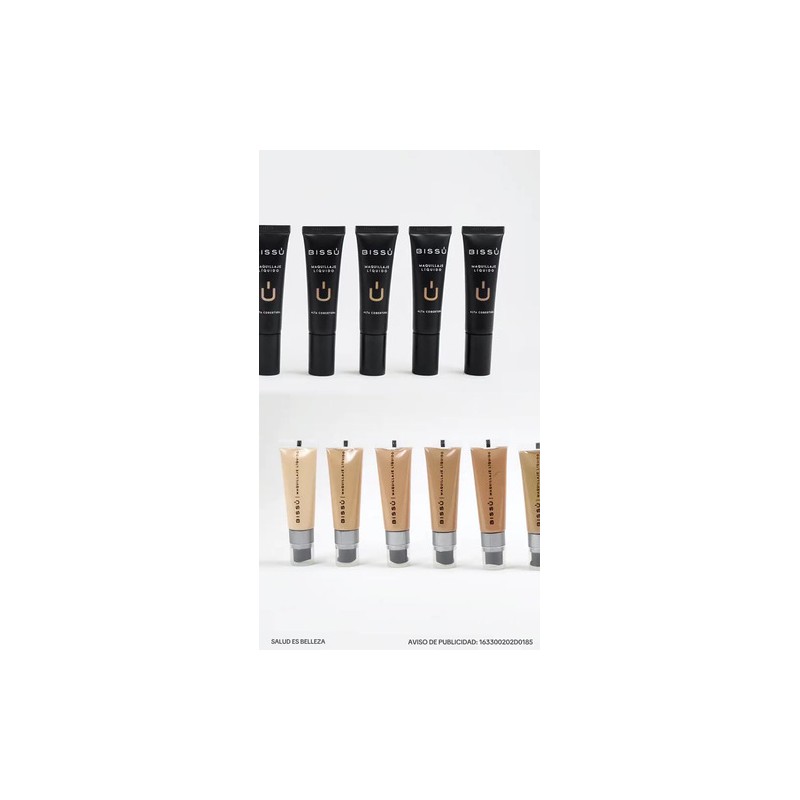 Maquillaje Liquido Alta Cobertura Bissú Tonos 03 Macadamia Dorada
