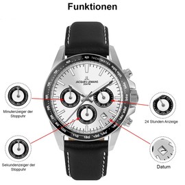 JACQUES LEMANS Fitness watch mid-39613, black, Ribbon