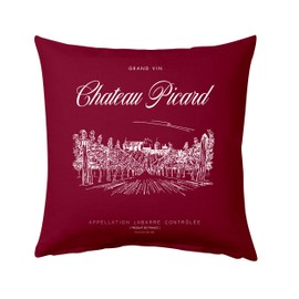 Star Trek: Picard Chateau Picard Vineyard Logo Throw Pillow (Cranberry)