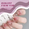 24PCS Camellia-Inspired Press on Nails with Glue – Short Square