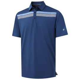 Rouen Golf Shirts for Men Dry Fit Short Sleeve Fashion Designed Print Stripe Casual Sport Collared Mens Polo Shirts