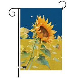 Sunflower Ukraine Peace Garden Flag for Outside 12x18 Inch Double Sided Burlap Material Outdoor Flag with 1 Set Wind Stopper and Clip (Flagpole not included)
