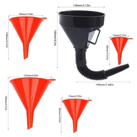Funnel Oil Set, Long Mouth Funnel with Hose, Funnel with Hose, Petrol Funnel, Tank Funnel, Funnel with Strainer for Oil (Pack of 6)