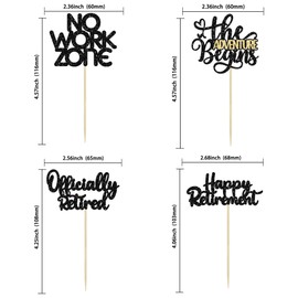 24 piezas de decoración para cupcakes jubilados oficialmente sin zona de trabajo, aventura comienza magdalenas, decoración de retiro, despedida, fiesta de cumpleaños, decoración de pasteles, color negro