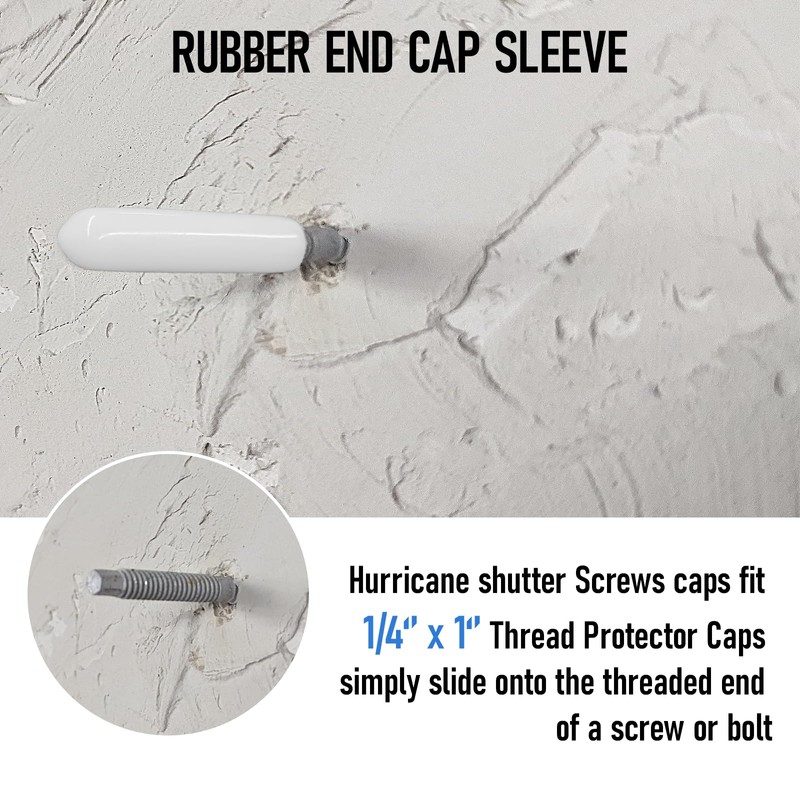 1/4" Screw Thread Protectors for Storm Hurricane Shutters Bolts White