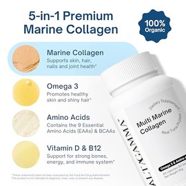 Colageno Marino Hidrolizado Puro y Omega 3 - Orgánico 60 Cápsulas