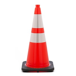 JBC Safety Plastic RS70032CT3M64 Revolution Series 28" Traffic Cone Wide Body with 6" and 4" Reflective Cone Collars, Orange Color