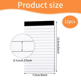 12 Pads Notepads Small Note Pads Refills 3 x 5 inch Lined Paper Pad with 30 Sheets Memo Pads Scratch Pads Server Writing Pad Waitress Notepad for School Office Work