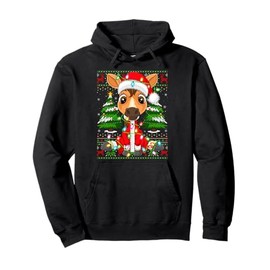 Funny Horse Christmas Lights Santa Costume Ugly Xmas Sweater Pullover Hoodie