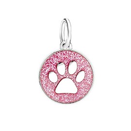 LaBenie Dangle Pink Sparkling Cat/Dog Paw Charm Bead