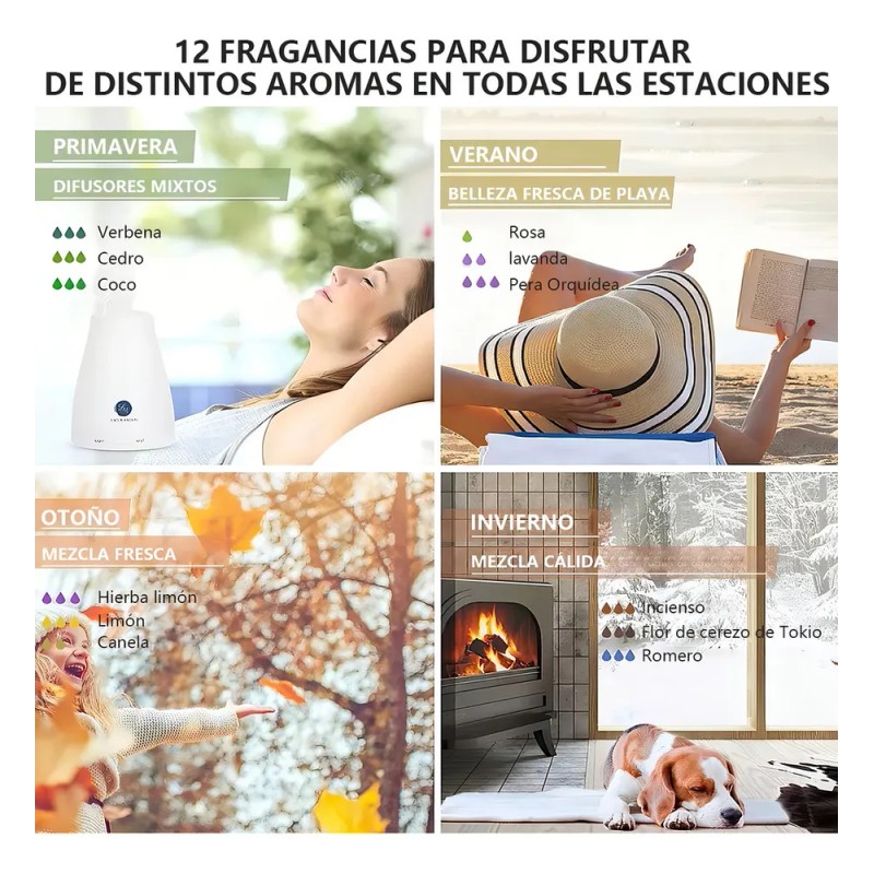 Kit De 12 Aceites Esenciales 100% Natural Para Difusor Y