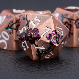 Maywin Purple & Red DND Metal Dice, 7PCS Aluminum Dice Set with Gift Case for Dungeons and Dragons, RPG, MTG, Pathfinder