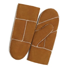 YISEVEN Women's Winter Sheepskin Shearling Leather Mittens Wool Lined Herringbone Thick Warm Fur Lining Furry Cuffs Lamb Merino Heated Gloves for Cold Weather Driving Work Gifts, Cork Suede Medium