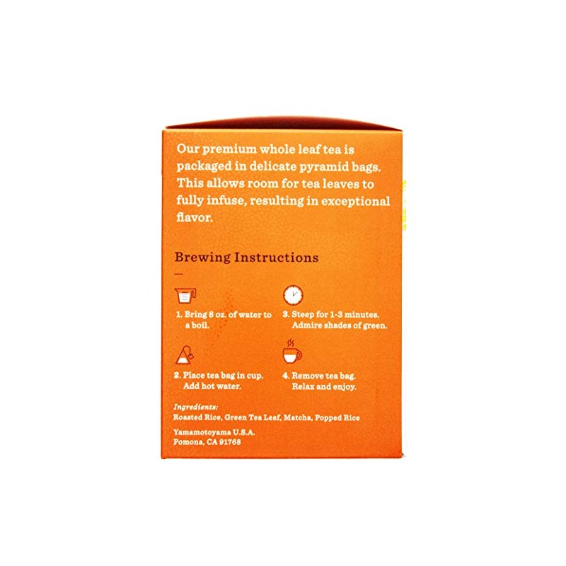 Yamamotoyama Matcha Genmai Pyramid Green Tea Bag, 10 ct. Box