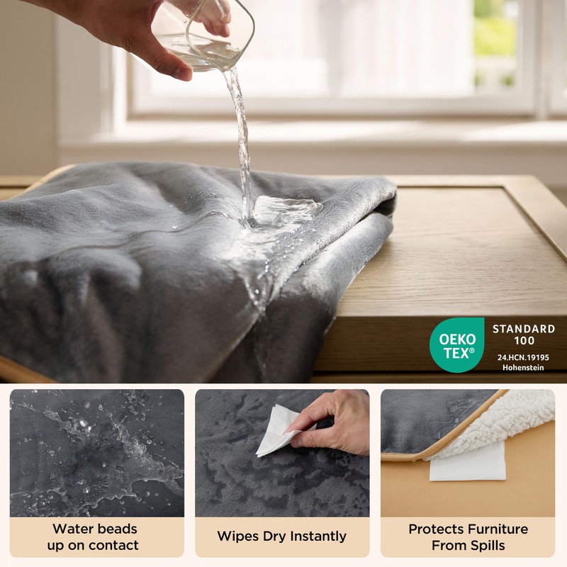 Bedsure Waterproof Blanket for Bed - Sherpa Fleece Waterproof Dog