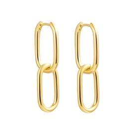 VIROMY Gold Hoop Earrings for Women 14K Gold Plated Lightweight Chunky Open Hoops Paperclip Link Earrings for Women Jewelry Gifts for Teen Girls
