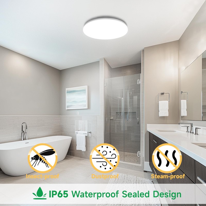 genatu Bathroom Ceiling Light IP65 Waterproof Led Ceiling Light, 17W