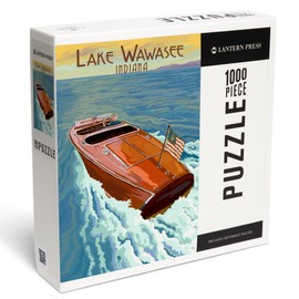 Lantern Press 1000 Piece Jigsaw Puzzle, Syracuse, Indiana, Wooden Boat, Lake Wawasee
