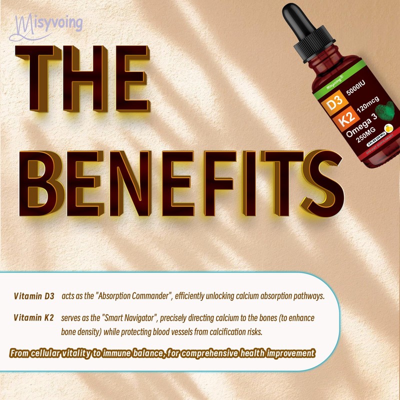 Misyvoing Vitamin D3 K2 Sugar-Free Drops,Vitamin D3 10000 IU with