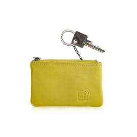 Josephine Osthoff Key Case Leather Women's Key Bag Coin Purse Key Case Key Ring Case Men's Mini with Credit Cards RFID Protection (973), citrus, Key case