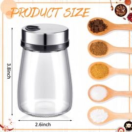 Ziliny 12 Pcs Salt and Pepper Shakers Sets with Adjustable Pour Holes 6 oz Stainless Steel Spice Dispenser for Kitchen Camping Home Gift Supplies Sugar Seasoning Black White Pepper