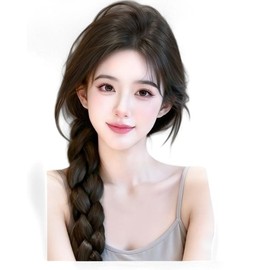 QIAOXI Partial Wig, Top of the Cap, Women's, Fully Hand-Planted, Hairpiece, Women's, Point Wig, Top Hairpiece, Conceals Gray Hair, Thin Hair, Freely Parted, Breathable, Wig, Shedding, Hair Extension, Volume Up Cover, Women's, Fluffy, Lightweight, Breatha