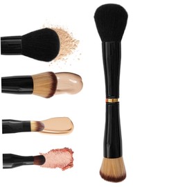 4 in 1 Makeup Brush Stackable Dual Ended Makeup Brush Mini Travel Makeup Brushes Set with Powder/Blush Brush, Brush, Blending Brush and Eyeshadow Brush Stackable Makeup Travel Makeup Brushe