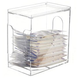 Heyrelda Freezer Organizer for Breastmilk Storage Bags, Freezer Storage Organizer and Tower for Breast Milk Storage Bags, Acrylic First-in First-Out Container with Tray to Freezing Breastmilk, Clear