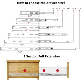 Plusmart 12 Pairs 16" Soft Close Drawer Slides Ball Bearing Full Extension Glides