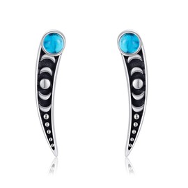 CUPENDA Moon Ear Climber Sterling Silver Moon Phase Ear Wrap Crawler Earrings Turquoise Earrings Jewellery for Women