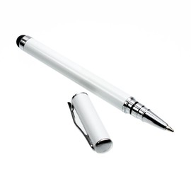 kwmobile Schlichter und eleganter 2 in 1 Stylus Pen mit Kugelschreiber für alle gängigen Smartphones und Tablets mit Touchscreen in WEIß